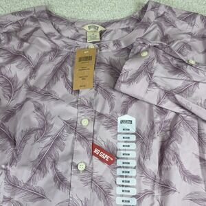 Duluth Trading‎ Co.Tunic Shirt Womens M Wrinklefighter Purple Feather Print NWT